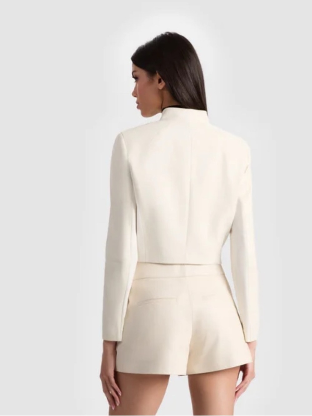 Alice + Olivia cream cropped Harvey Leather Blazer - Picture 2 of 6
